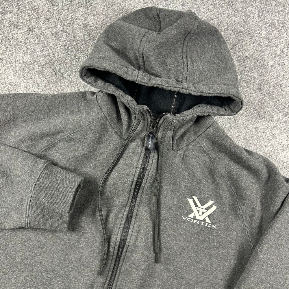 Vortex Full Zip‎ Hoodie Mens XL Gray Fleece Lined Raglan Sleeve Logo Sweatshirt